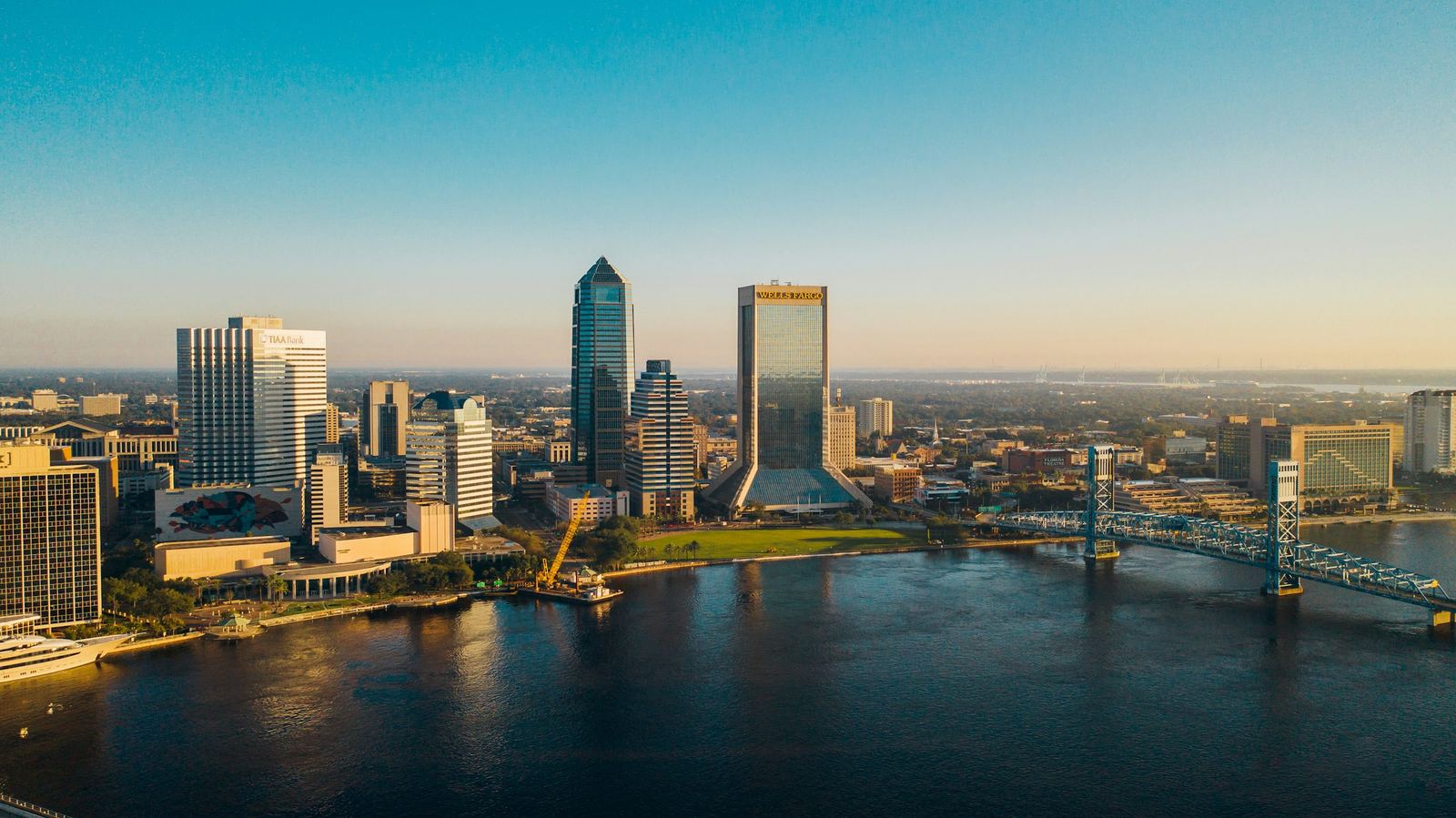 Downtown Jacksonville skyline and St. Johns River with the Main Street Bridge